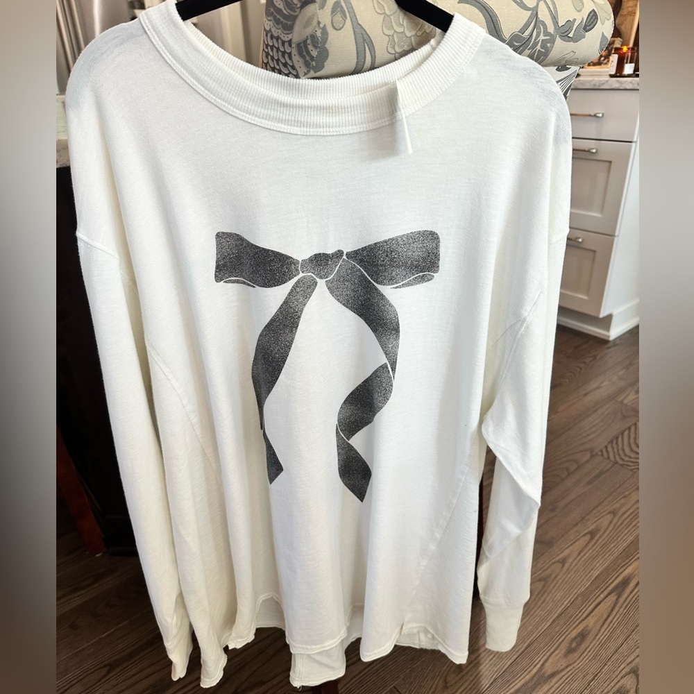 NWT Aerie Long Sleeve Shirt With Bow, Coquette Theme